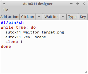 Editor for writing shell scripts that use AutoX11
